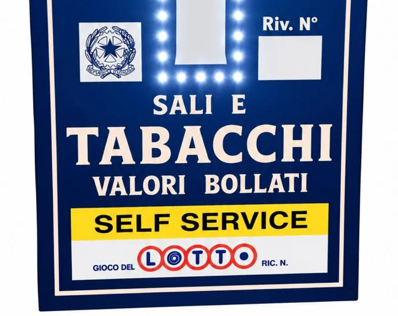 Metà bassa dell'insegna Tabacchi: stemma, riquadro Riv. N°, Sali e Tabacchi, Valori bollati, Self service e Lotto